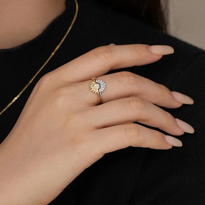 Sun & Moon Ring Set