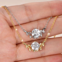 Lnngy Exquisite Leaf Shape Pendant Necklace Certified 8MM Moissanite Diamond Necklaces for Women Neck Jewelry Accessories