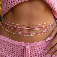 Pink Seed Bead Waist Chain Set