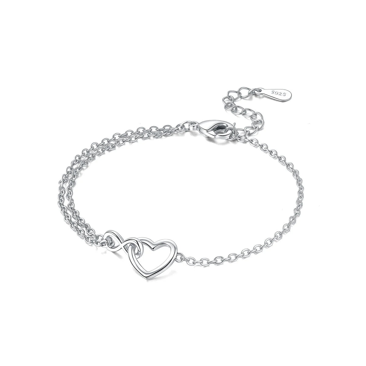 Silver Heart Chain Bracelet