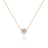 OIMG 316L Stainless Steel Gold Plated Gorgeous Elegant Imitation Pearl  Chain Necklace for Women Girls Cute Jewelry Not Fade