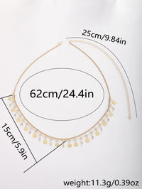 Layered Gold Disc Crystal Tassel Waist Chain