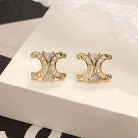 Gold Plated Zircon Letter Earrings Korean Fashion Versatile Lightweight Luxury Simple Women's Jewelry Ear Cuffs
