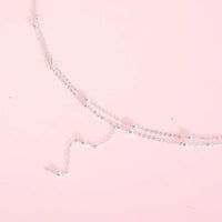 New Trendy 925 Sterling Silver Double Layer Bead Necklace Long Pendant Tassel Neckchain For Women Fine Jewelry Accessories Gift
