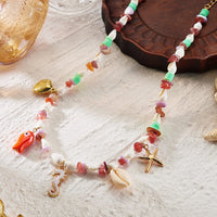 Boho Starfish Shell Ceramic Fish Pendant Necklaces For Women Colorful Irregular Stone Baroque Pearl Choker Beach Party Jewelry