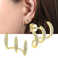 Rhinestone Three Claw Design Earring