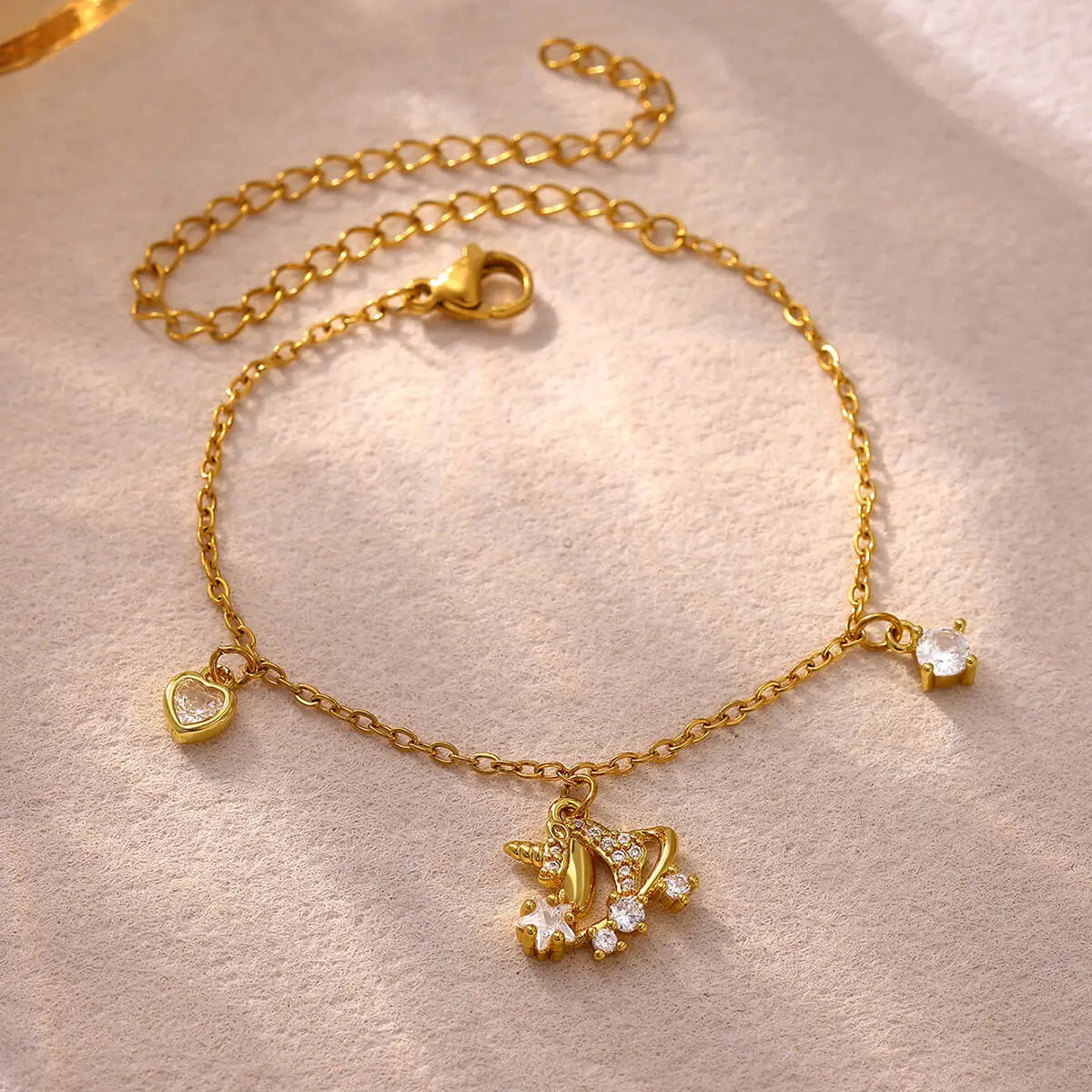 18K Gold-Plated Heart Anklet