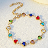 Baroque Heart Bracelets for Girls Colorful Acrylic Beads Bohemian Wrist Jewelry Candy Color Summer Beach Vacation Gift