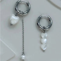 Asymmetric Peach Heart Pendant Earrings