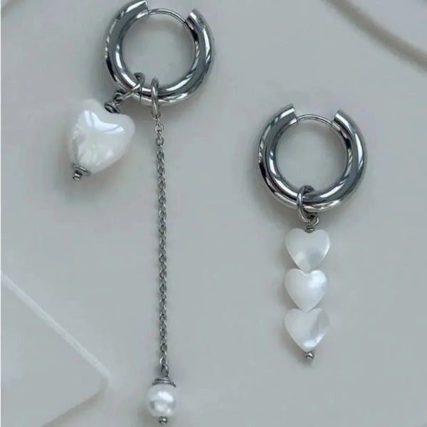 Asymmetric Peach Heart Pendant Earrings