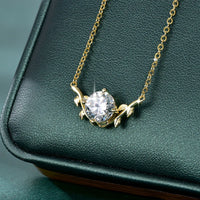 Lnngy Exquisite Leaf Shape Pendant Necklace Certified 8MM Moissanite Diamond Necklaces for Women Neck Jewelry Accessories