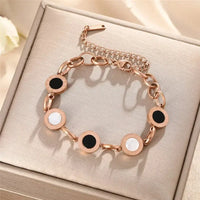 Stainless Steel Fritillaria Roman Round Light Luxury Plate Elegant Charming Golden Gril Fashion Bracelet Evening Jewelry Gift