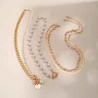 Layered Imitation Pearl and Thick Chains Choker Necklace for Women Tendy Beaded Chains on Neck Accessories 2023 Fashion Jewelry