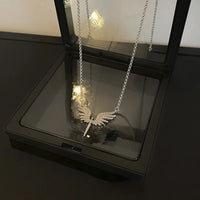 New Creativity Angel Wings Unique Design Pendant Necklace Classic Accessories All-match Personality Clavicle Chain Charm Jewerly