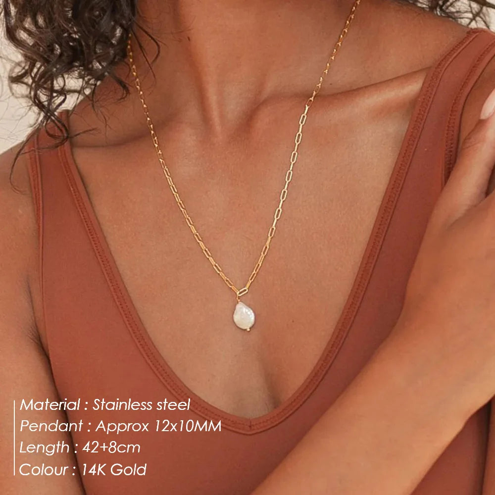 Gold Baroque Pearl Necklace