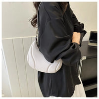 New PU Leather Shoulder Bag Moon-shaped Large Capacity Crossbody Bag Solid Color Tote Handbag Women