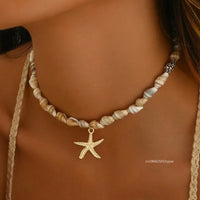 Seashell Starfish Pendant Choker Vacation