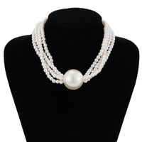 Retro Large Imitation Pearl Pendant Necklace 2024 Women's Multi Layer Stacking Simple Sweet Bead Girl Fashion Birthday Jewelry