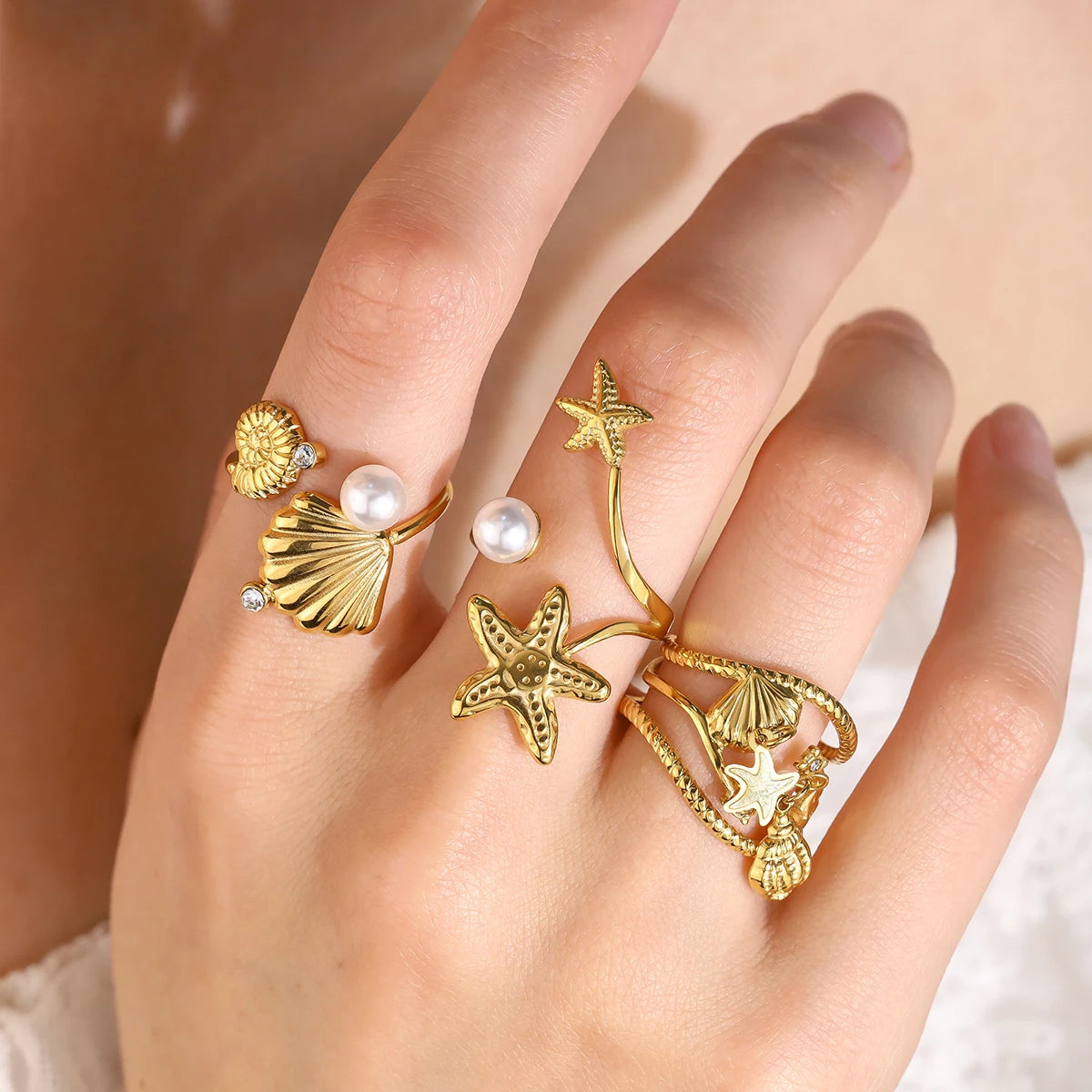 Faux Pearl Ocean Ring