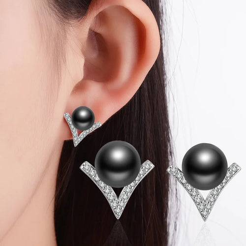 Black Pearl V Earrings