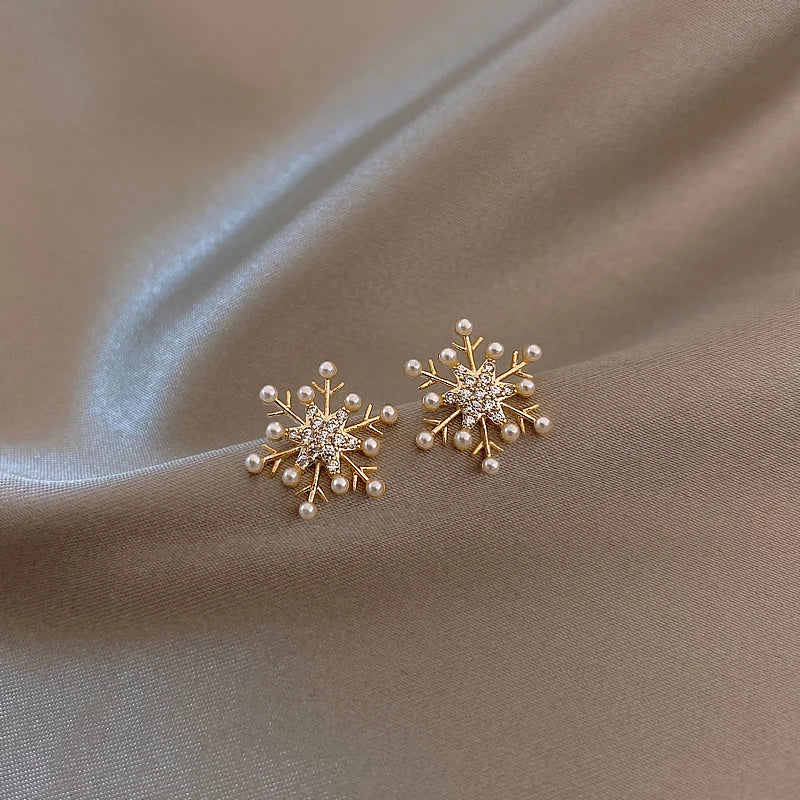Pearl Snowflake Earrings
