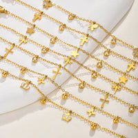 Cross & Star Charm Anklet