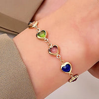 Baroque Heart Bracelets for Girls Colorful Acrylic Beads Bohemian Wrist Jewelry Candy Color Summer Beach Vacation Gift