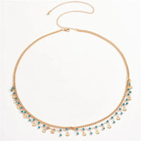 Blue Crystal Scallop Waist Chain