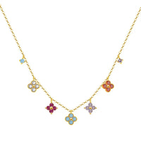 925 Sterling Silver Lucky Clover Four-Leaf Pendant Necklace for Women Colorful Flower Clavicle Chain Fine Jewelry Gifts