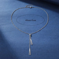 Metal Style Silver Color Triangle Pendant Necklace Fashionable Simple Charm Y Lariat Necklaces for Women Boho Minimalist Jewelry