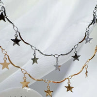 Fashion Gold Color Star Tassel Pendant Necklace For Men Women Minimalist Metal Geometric Clavicle Chain Chokers Jewelry