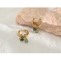 Green Stone Hoop Earrings