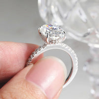 4.5CT Oval Cut Full Moissanite Engagement Ring for Women S925 Silver Plated 18K Gold Hidden Halo Diamond Wedding Band JewelryGRA