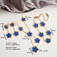 Five Leaf Flower Necklace Earrings
