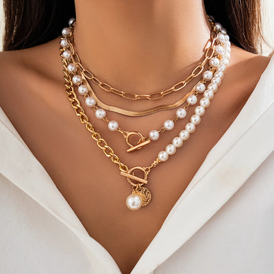 Layered Pearl Chain Choker