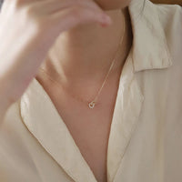 925 Sterling Silver Interlocking Diamond Necklace Light Luxury Double Ring Zircon Pendant Collarbone Chain Simple Jewelry