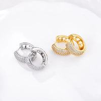 Luxury AAAA Zirconia Round Huggie Hoop Earrings For Women Geometric Ear Buckle Wedding Engagement Party Trendy Classic Jewelry