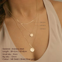 eManco Hammered & Shiny Coin Pendant Necklace 316 Stainless Steel Party Ladies Charms Jewelry Valentine's Day Gift For Her