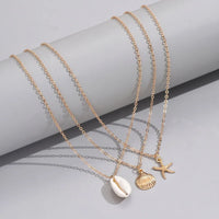 3Pcs Bohemian Conch Starfish Pendant Necklace For Women Conch Seashell Gold Color Metal Chain Choker Summer Beach Party Jewelry