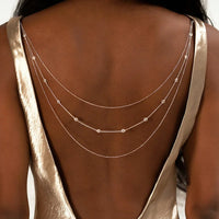 Simple Multilayer Rhinestone Back Chain Necklaces for Women Sexy Metal Shiny Crystal Bikini Waist Chain Body Chain Jewelry Gifts
