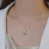 Fashion Chinese Style Blessing Bag Pendant Zircon Round Jadeite Green Imitation of Hotan Jade Chain Choker Women Necklaces