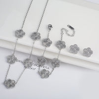 Hot Sale Stainless Steel Laser Five Leaf Flower Petal Adjustable Clover Bracelet Classic for Woman Girl Brand Jewelry Party Gift