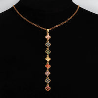 316L Stainless Steel Rainbow CZ Clover Flower Zircon Necklace For Women Fashion Long Pendant Chain Waterproof Jewelry Gift