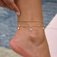 Geometric Cubic Zircon Anklet