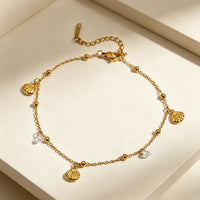 Shell & Double Zircon Anklet