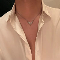 New Creativity Angel Wings Unique Design Pendant Necklace Classic Accessories All-match Personality Clavicle Chain Charm Jewerly