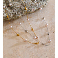 Faux Pearl Station Necklace