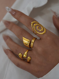 Fashion Stainless Steel Waterproof Open Ring Personality Charms PVD Real Gold 18K Plated Trendy Vacation Jewelry for Women 2025