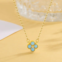 925 Sterling Silver Lucky Clover Four-Leaf Pendant Necklace for Women Colorful Flower Clavicle Chain Fine Jewelry Gifts