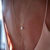 Simple Multilayer Rhinestone Back Chain Necklaces for Women Sexy Metal Shiny Crystal Bikini Waist Chain Body Chain Jewelry Gifts